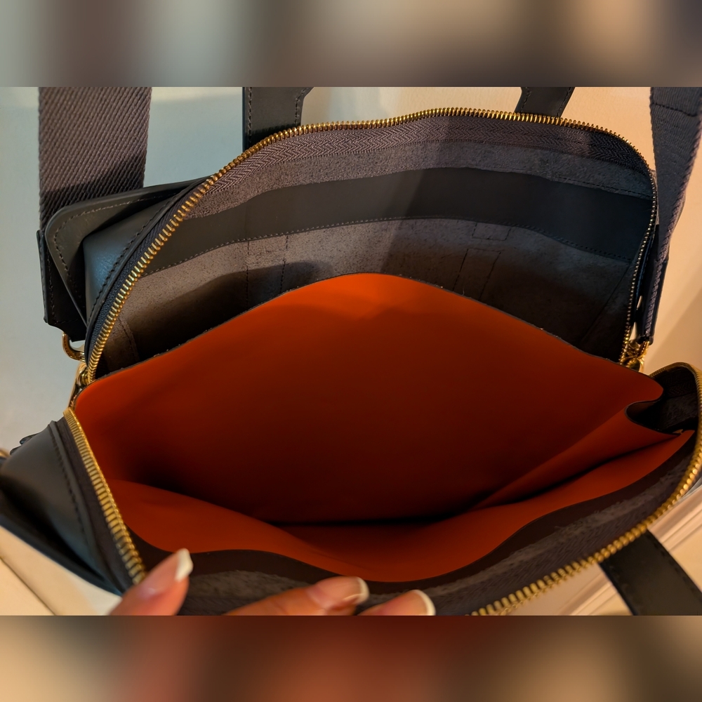 Rare Hennessy Gray Leather Messenger Laptop Carrier Tote Bag - Picture 10 of 13